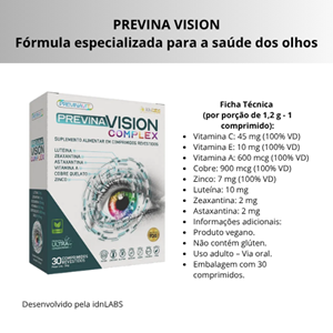 VITAMINA PARA SAUDE OCULAR - PREVIVA VISION - Embalagem com 30 comprimidos