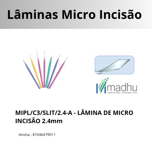 BISTURÍ OFTALMOLÓGICO - MICRO LAMINA INCISÃO - 2,4 - CAIXA COM 10 UNIDADES