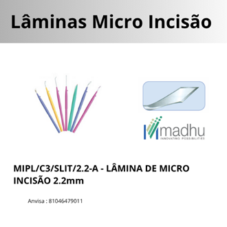 BISTURÍ OFTALMOLÓGICO - MICRO LAMINA INCISÃO - 2,2 - CAIXA COM 10 UNIDADES