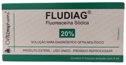 Fludiag - FLUORESCEÍNA INJETAVEL 20% c/ 5 ml cx c/ 5 